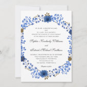 Elegant Blue Wreath | alle Eltern, die Hochzeit ve Einladung (Vorderseite)