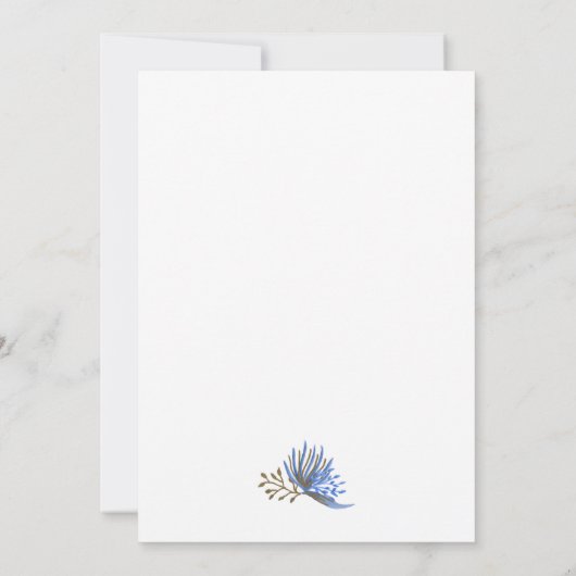 Elegant Blue Wreath | alle Eltern, die Hochzeit ve Einladung (Rückseite)