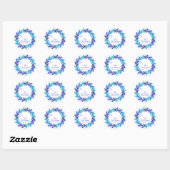 Elegant Blue Wreath Name Weihnachtsgeschenk Sticke Runder Aufkleber (Blatt)