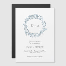 Elegant Blue Wreath Save the Date