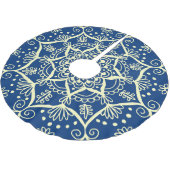 Elegant Blue Yellow Holiday Mandala Boho Polyester Weihnachtsbaumdecke (Schrägansicht)