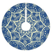 Elegant Blue Yellow Holiday Mandala Boho Polyester Weihnachtsbaumdecke (Vorderseite)