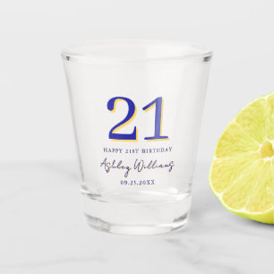 Elegant Blue Yellow Modern 21. Geburtstag Schnapsglas