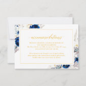 Elegant Blue Yellow Wedding Accommodation Card Dankeskarte (Vorderseite)