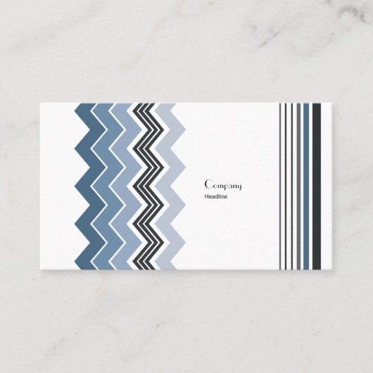 Elegant Blue Zig Zag Muster Visitenkarte (Vorderseite)