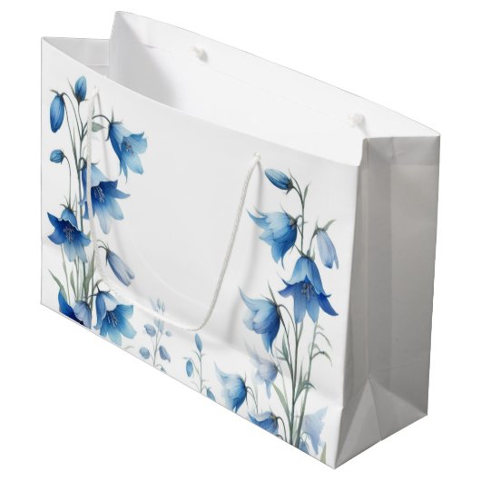 Elegant Bluebells Blume Große Geschenktüte (Vorderseite Schrägansicht)