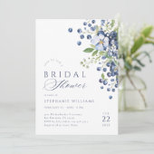 Elegant Blueberry Bridal Dusche Einladung (Stehend Vorderseite)