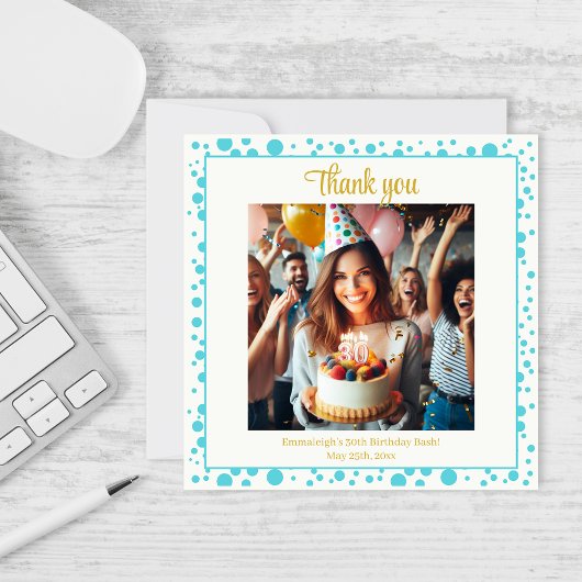 Elegant Blueberry Brunch 30. Geburtstagsfeier Dankeskarte