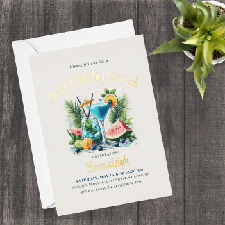 Elegant Blueberry Brunch 30. Geburtstagsfeier Folieneinladung