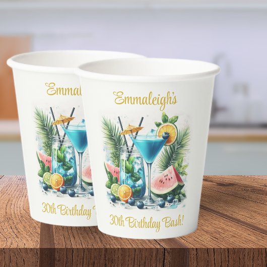 Elegant Blueberry Brunch 30. Geburtstagsfeier Pappbecher