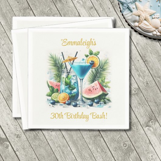 Elegant Blueberry Brunch 30. Geburtstagsfeier Serviette