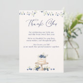 Elegant Blueberry First Birthday Dankeskarte (Stehend Vorderseite)