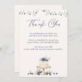 Elegant Blueberry First Birthday Dankeskarte (Vorne/Hinten)