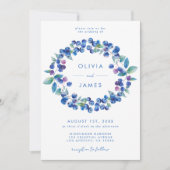 Elegant Blueberry Wedding Einladung (Vorderseite)