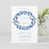 Elegant Blueberry Wedding Einladung (Stehend Vorderseite)
