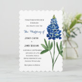 Elegant Bluebonnet Texas Watercolor Floral Wedding Einladung (Stehend Vorderseite)