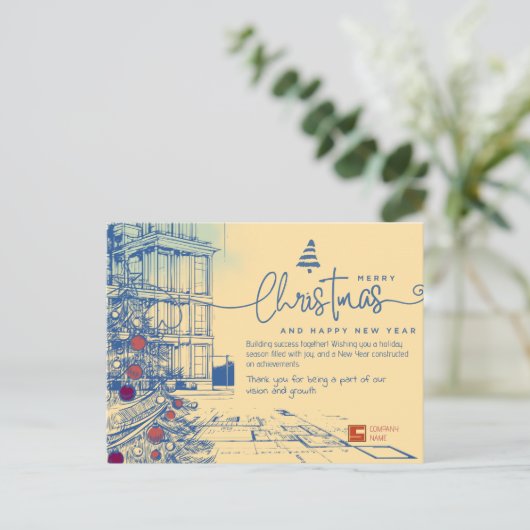 Elegant Blueprint Weihnachten und Architektur (Stehend Vorderseite)