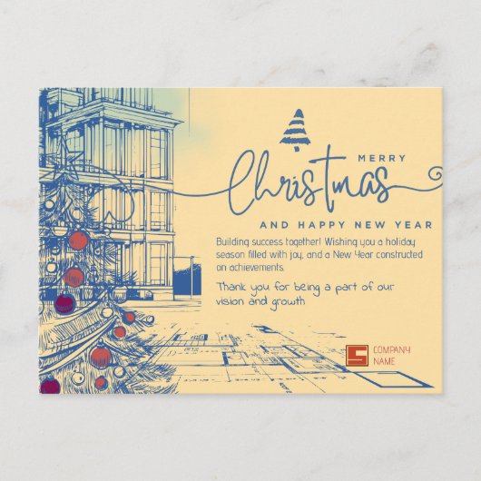 Elegant Blueprint Weihnachten und Architektur (Vorderseite)