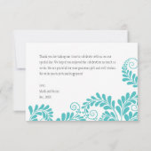 Elegant Blüh Türkis Wedding Dankeschön Card Dankeskarte (Rückseite)