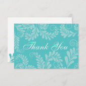 Elegant Blüh Türkis Wedding Dankeschön Card Dankeskarte (Vorne/Hinten)