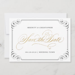 Elegant blühe Kalligraphie Save the Date Vintag