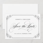 Elegant blühe Kalligraphie Save the Date Vintag (Vorne/Hinten)