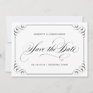 Elegant blühe Kalligraphie Save the Date Vintag
