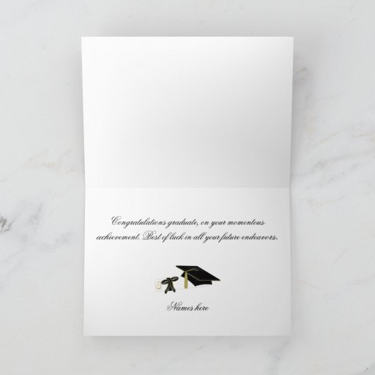 Elegant blühen Sie mit Mortarboard-Abschluss-Karte Karte (Innenseite)