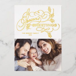 Elegant Blühend Foto der Grüße der Jahreszeit Folien Feiertagskarte