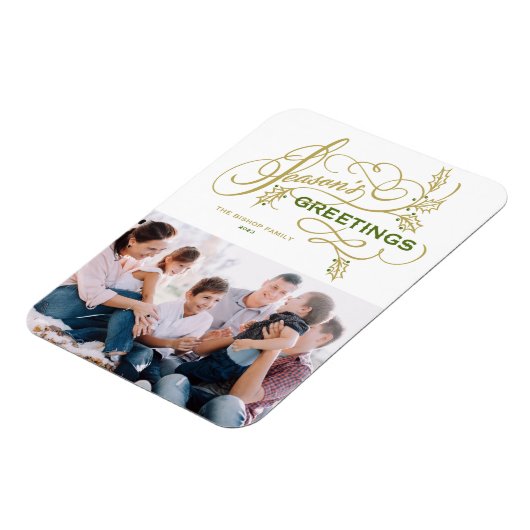 Elegant Blühend Foto der Grüße der Jahreszeit Magnet (Linke Seite)