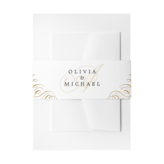 Elegant blühend Kalligraphie-Jahrgang Hochzeit Einladungsbanderole (Vorderseite Beispiel)