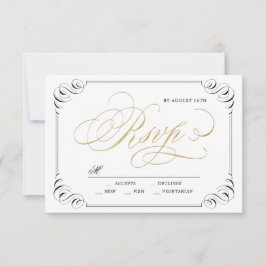 Elegant blühend Kalligraphie Jahrgang Hochzeit UAW RSVP Karte