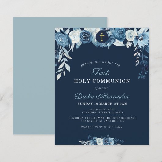 Elegant blühende Einladung (Vorne/Hinten)