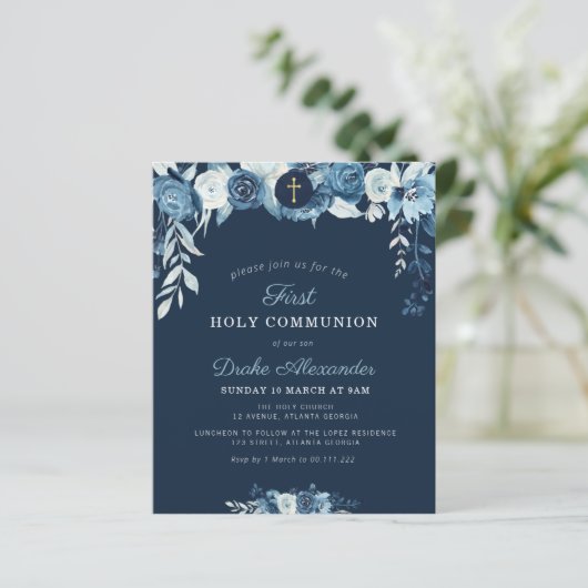 Elegant blühende Einladung (Stehend Vorderseite)