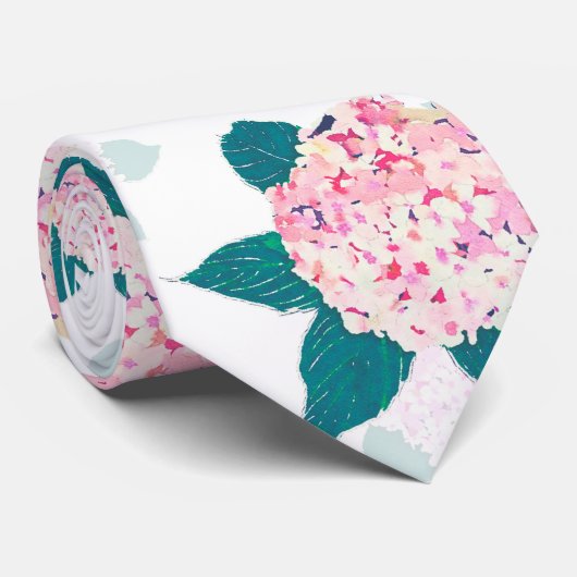 Elegant blühende Hydrangea Rosa Weiße Blüte Krawatte (Gerollt)