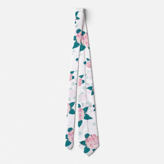 Elegant blühende Hydrangea Rosa Weiße Blüte Krawatte (Rückseite)