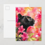 Elegant blühende Wildblume Schwarzer Panther Ankündigungspostkarte (Vorne/Hinten)
