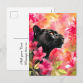 Elegant blühende Wildblume Schwarzer Panther Feiertagspostkarte (Vorne/Hinten)