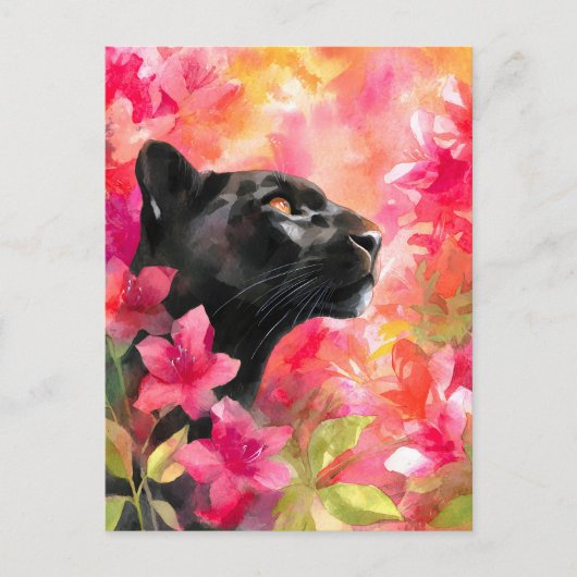 Elegant blühende Wildblume Schwarzer Panther Feiertagspostkarte (Vorderseite)