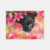 Elegant blühende Wildblume Schwarzer Panther Fleecedecke (Vorderseite (Horizontal))