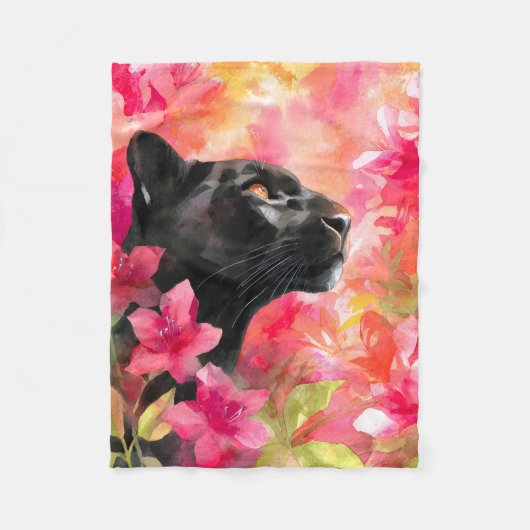 Elegant blühende Wildblume Schwarzer Panther Fleecedecke (Vorderseite)