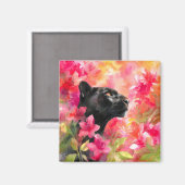 Elegant blühende Wildblume Schwarzer Panther Magnet (Vorderseite/Rückseite)