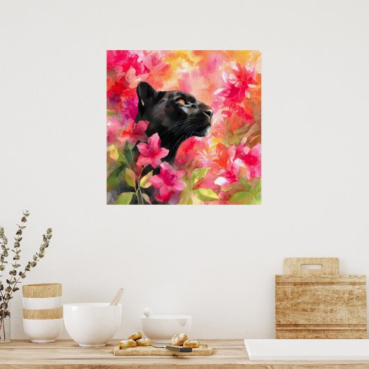 Elegant blühende Wildblume Schwarzer Panther Poster (Küche)
