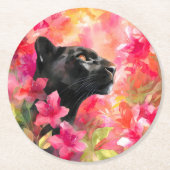 Elegant blühende Wildblume Schwarzer Panther Runder Pappuntersetzer (Vorderseite)