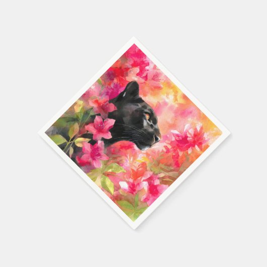 Elegant blühende Wildblume Schwarzer Panther Serviette (Ecke)