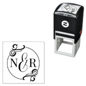 Elegant Blühte Chic Typographic Wedding Monogram Permastempel (Beispiel)