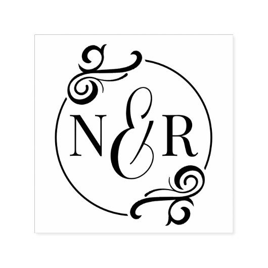 Elegant Blühte Chic Typographic Wedding Monogram Permastempel (Design)
