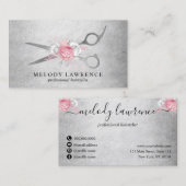 Elegant-Blumen-Rosa-Schere Visitenkarte (Vorne/Hinten)