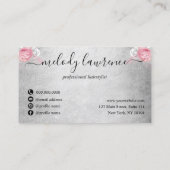 Elegant-Blumen-Rosa-Schere Visitenkarte (Rückseite)