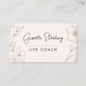 Elegant Blush and Black Botanical Life Coach Visitenkarte (Vorderseite)